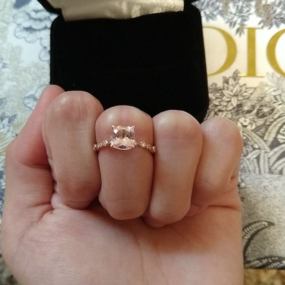 14k Rose Gold Morganite Art Deco Ring